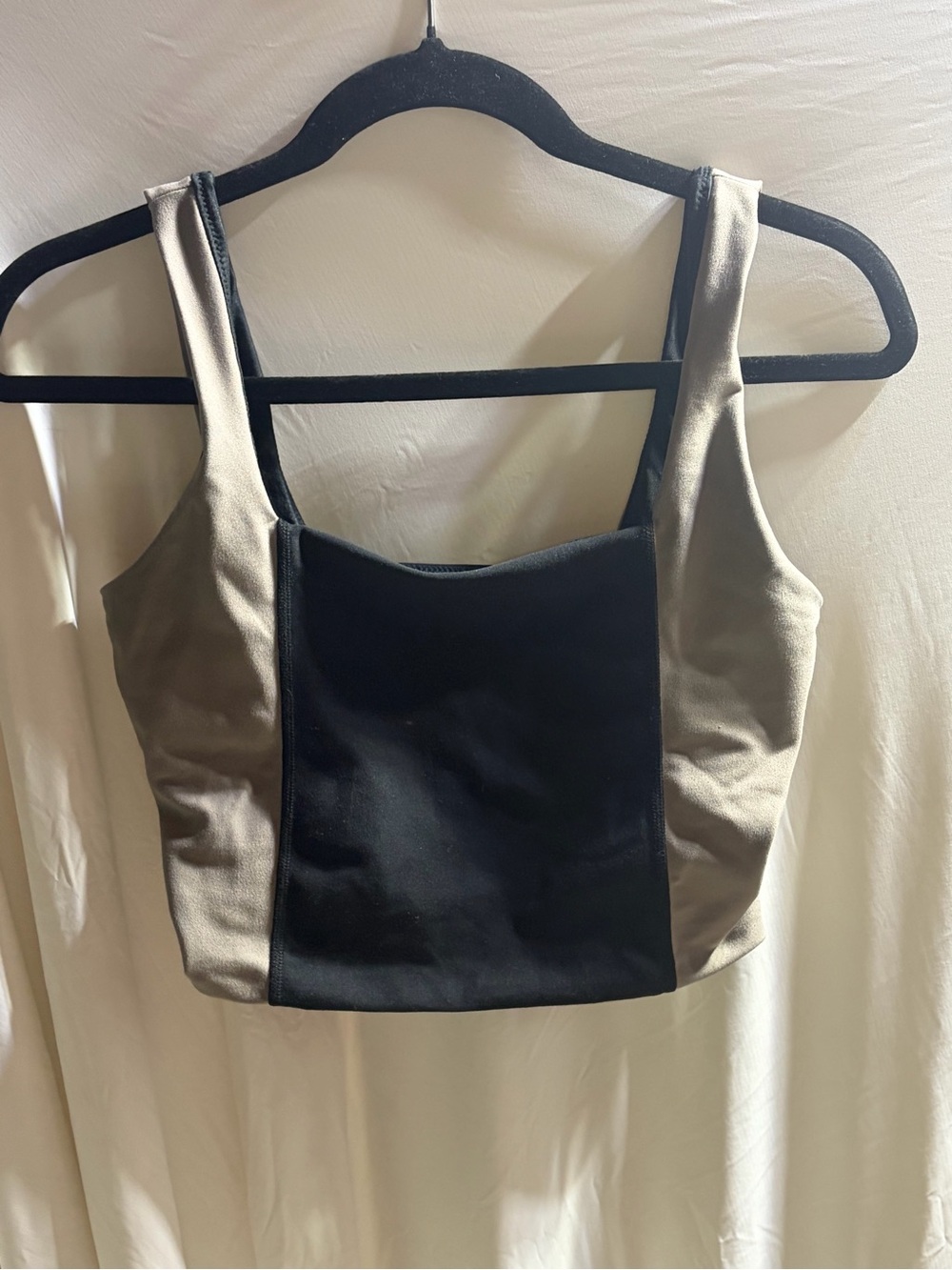 Abercrombie & Fitch Two-Tone Black and Taupe Cropped Tank
